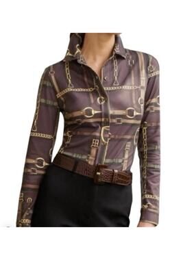 J.Mclaughlin Women’s Betty Catalina Cloth Top In Buckley Prep Brown-Size X-Small